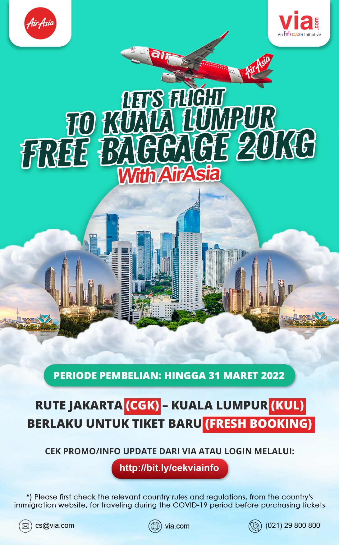 Lets Flight To Kuala Lumpur Free Baggage 20kg With AirAsia