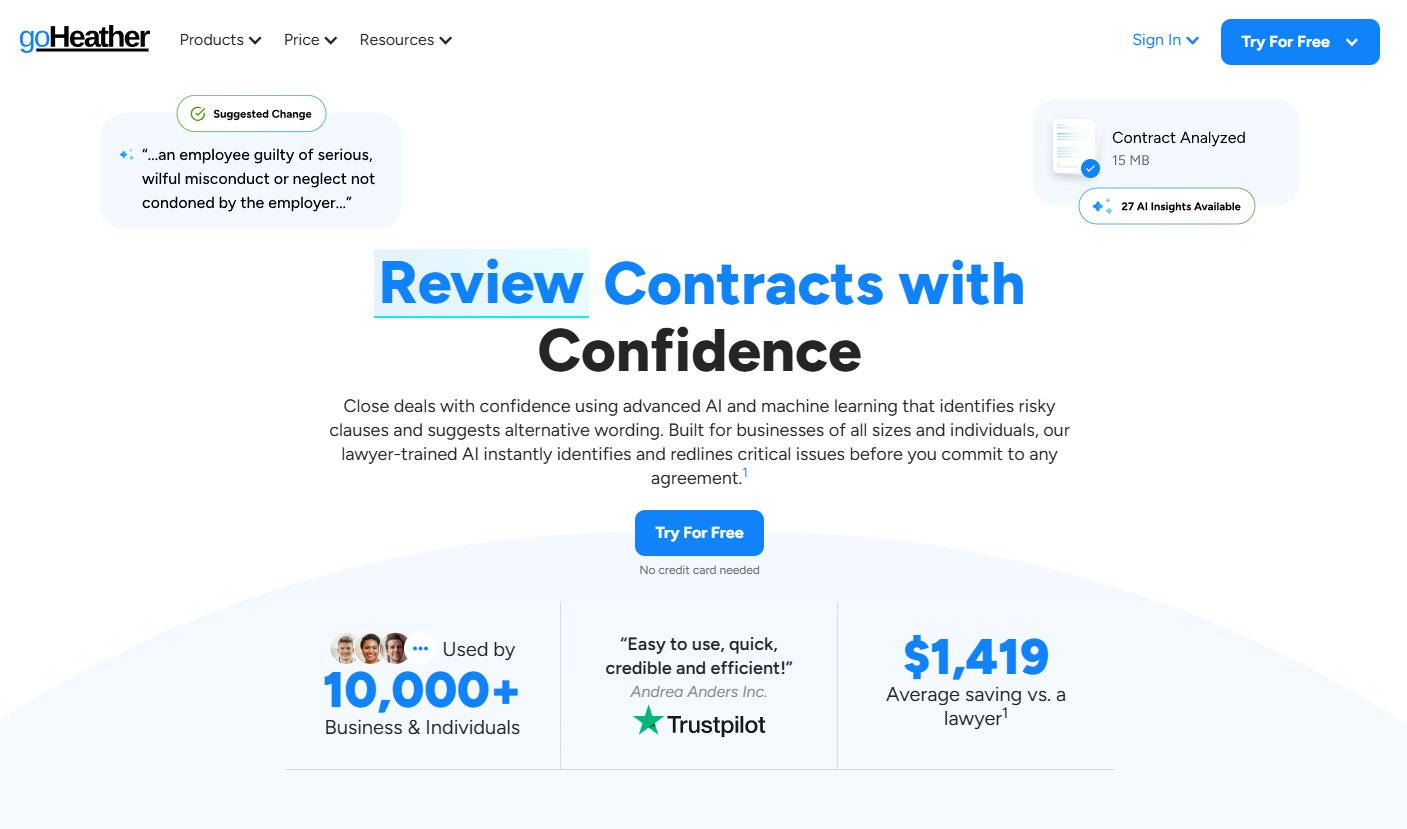 GoHeather.io Review 2025: Revolutionary AI Contract Review Platform for Confident Deal Closing