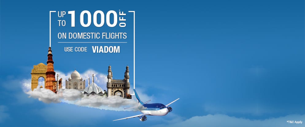 VIADOM Offers: Up to Rs. 1000 Off on Domestic Flights Via.com